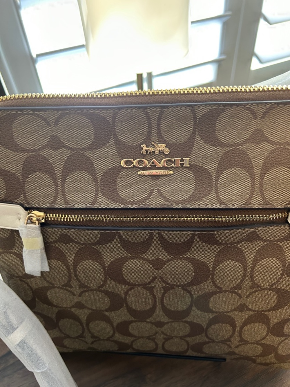 Coach Brown Signature Crossbody with Cream Trim- NWT - Picture 3 of 9